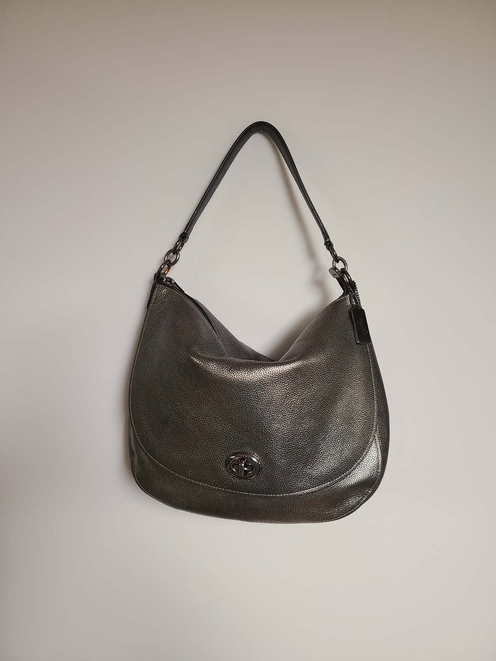 Coach Metallic Pewter Hobo Shoulder Bag